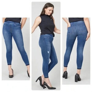 SPANX Medium Wash Distressed Ankle Skinny Jeans M 20203Q